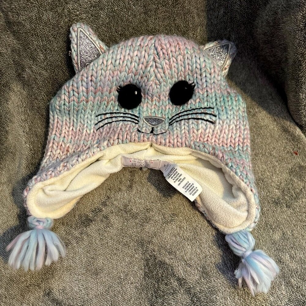 Children's Place Pastel Knitted Cat Winter Hat, Size M (2T/3T)